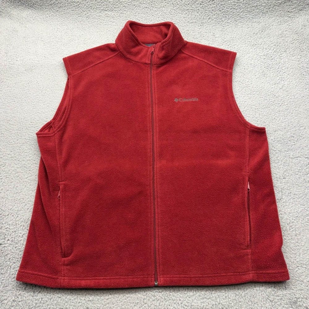 Columbia WM6747‎ Mens Size XXL Red Cathedral Peak II Full-Zip Fleece Vest